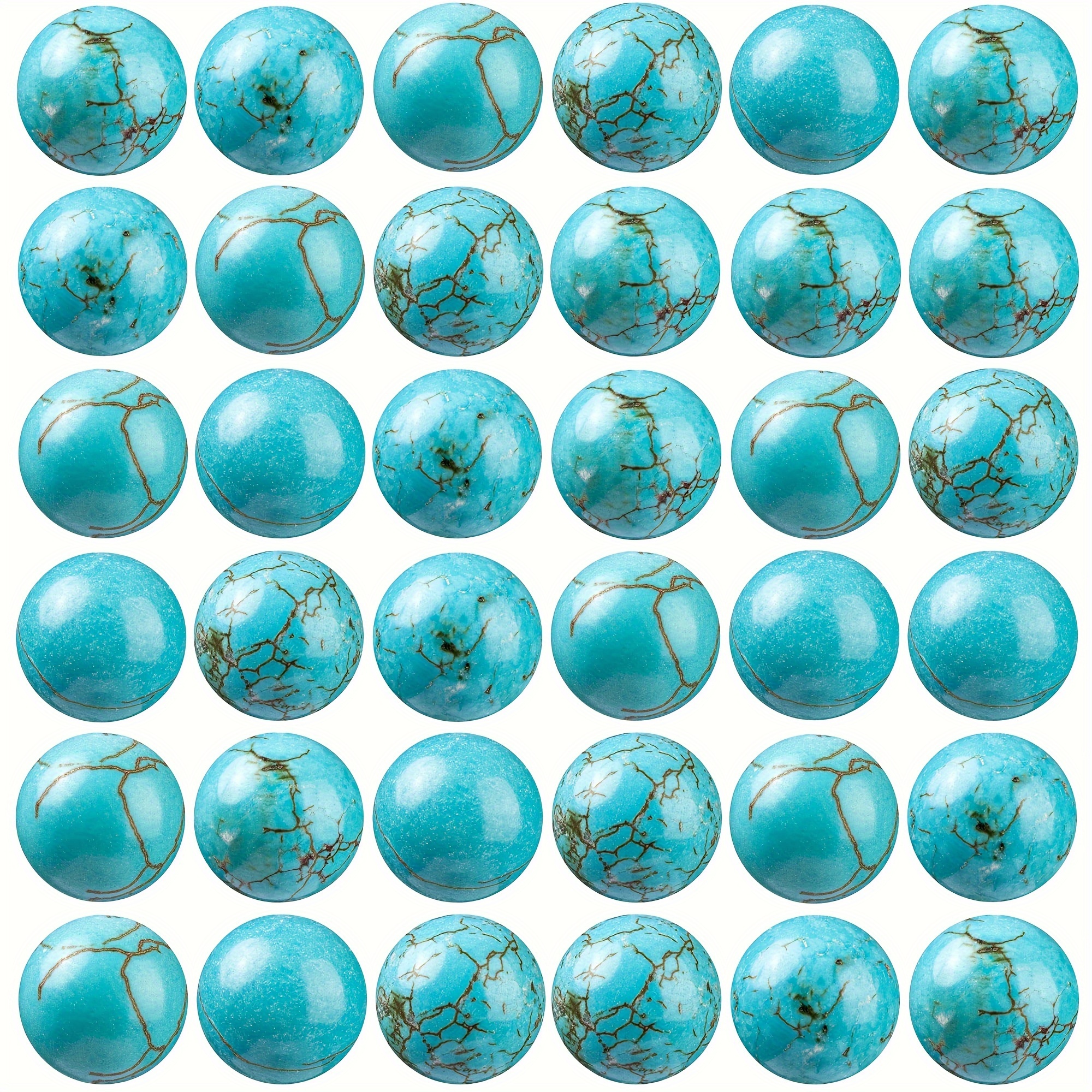 

100pcs Vibrant Turquoise Natural Stone Beads - Round Gemstone Loose Beads For Creative Making, Crafting Unique Bracelets, Necklaces, And Accessories - Ideal Gift For Jewelry Enthusiasts And Crafters