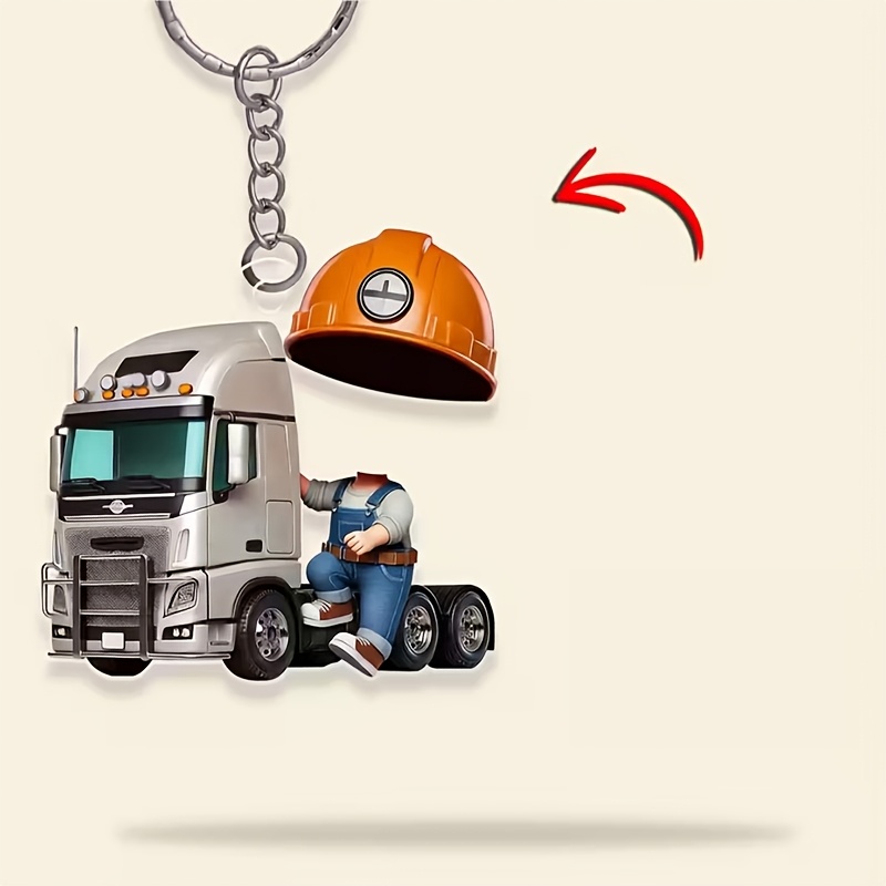TEMU 1pc Cute Custom Photo Character Truck Fashionable Fun Textured Personalized Acrylic Keychain, Ideal As Daily Gift, Surprise Gift For Family,