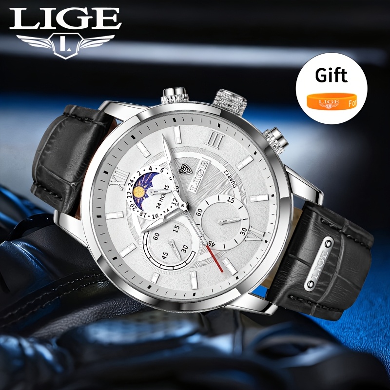 Lige 2026 Fashion Watch, Unisex Youth Watch, Formal Business Watch, Sports And Casual Watch, Multifunctional Chronograph And Calendar Watch, Ideal Christmas, Valentine's Day, Graduation Gift