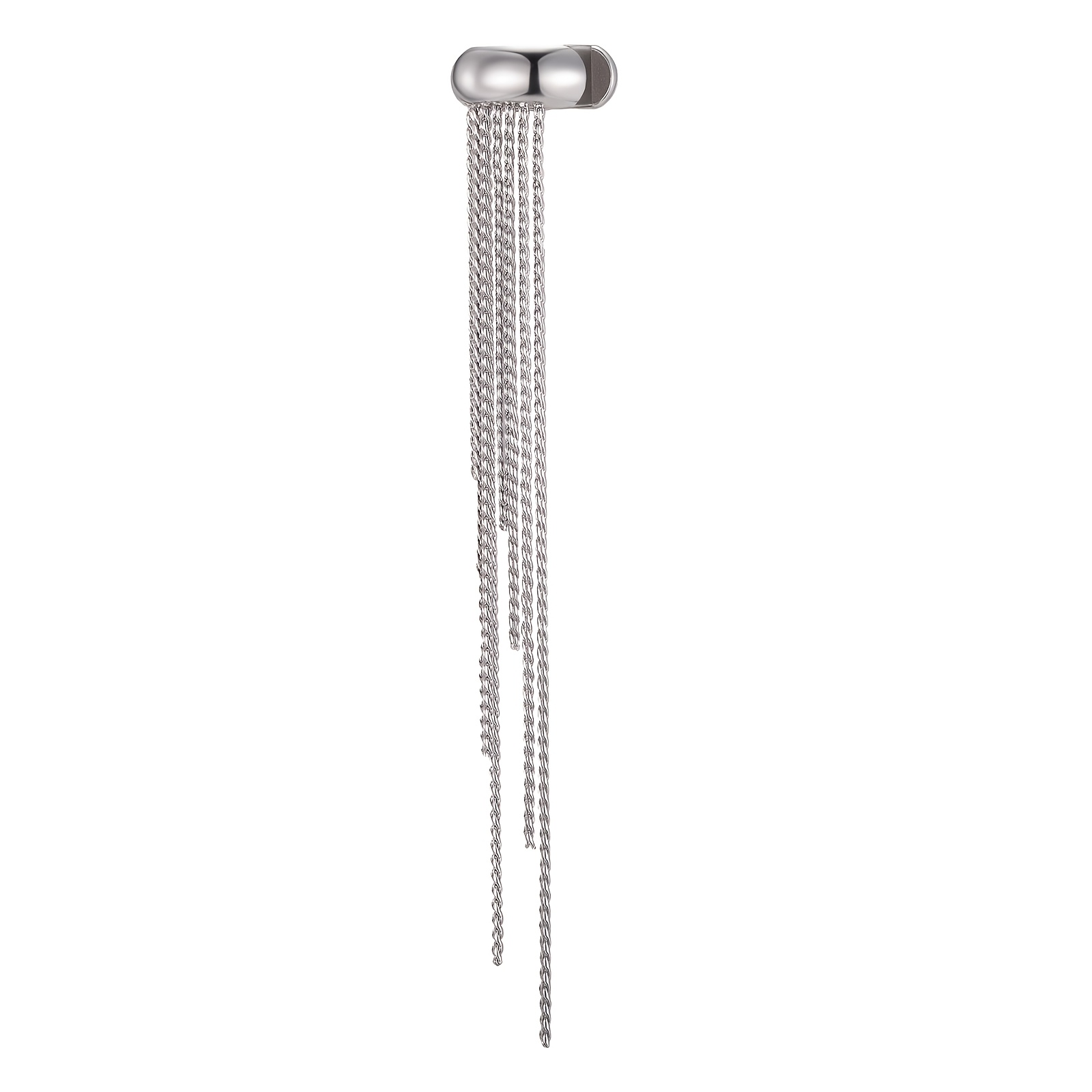 TEMU Stylish Ear Clips For Women, Featuring A Modern With Layered Tassels. Made From Durable 316l Stainless Steel, High-quality Jewelry Pieces Are