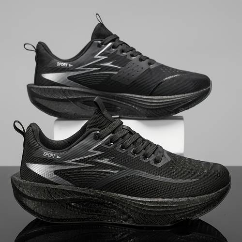 larawan ng item bagong mens breathable running shoes, outdoor comfortable soft-sole air cushion cushioning mens road running shoes, estilong -slip walking shoes, malaking sukat na multi-functional trail shoes, couples style mesh lightweight feather ball shoes