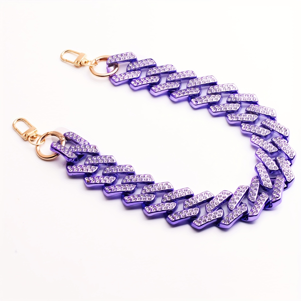 E-shop 45CM Funkelnde Acryl Strass Deko Kette Tasche Kleidung Accessoire Kette Geldbörse Herstellung Kette Breite Flache Form Einfache Atmosphärische