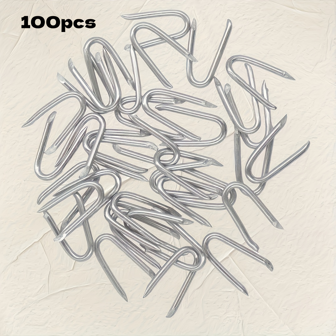 E-shop 100/200 Stücke robuste Eisen-U-Nägel – Ideal für Drahtgitter, Holzzaune, Betonwände & Feldbarrieren, vielseitige Metallbefestigungen