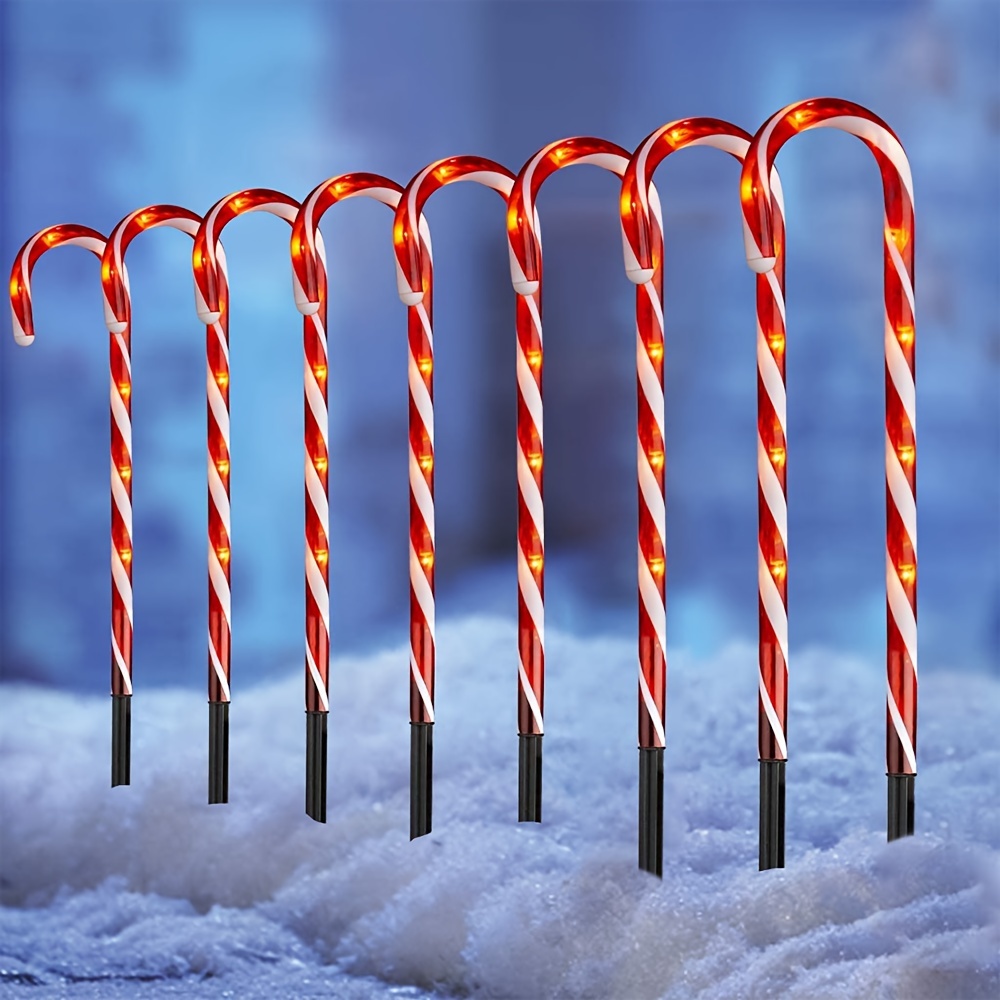 

Set Of 10 Christmas Canes, Christmas Markers, Red Christmas Canes, Height 53cm, Christmas Decorations