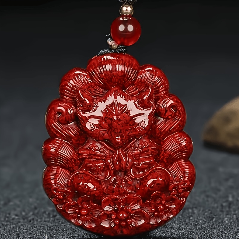 Cinnabar Pendant Necklace, Zodiac Year Couple Charm
