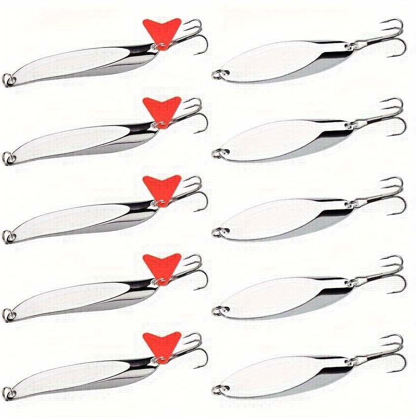 

10pcs Metal Spoon Lures Set, 5g-60g - Silvery Vib Jigging Baits For Bass & , Zinc Alloy Baits