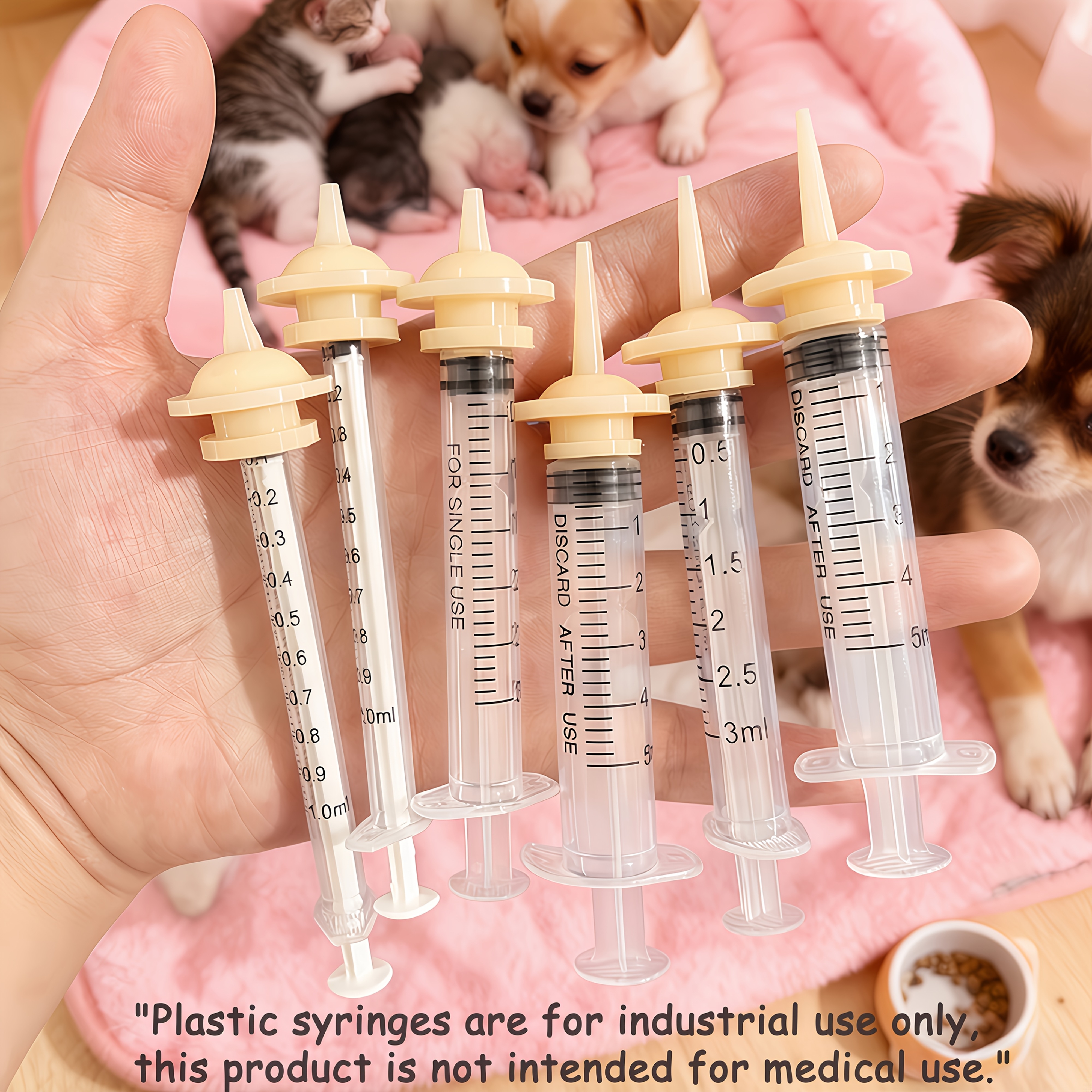 1 Set Reusable Pet Feeding Kit with Feeding Tube & Syringe - Adjustable Measurement Markings (mL/cm) Kittens, Puppies, Rabbits, Squirrels - Dose Indicator System for Small Animals & Wild Care