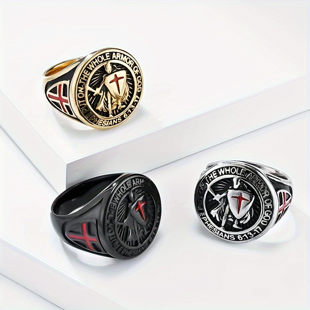 Retro Stainless Steel Shield Ring For Men