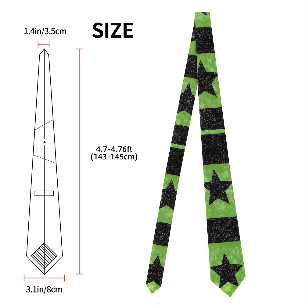 1pc Men's Black Glitter & Green Checkerboard Tie - Shiny Glitter Accent, Washable Polyester Necktie Suitable For…: retailer-supplied image