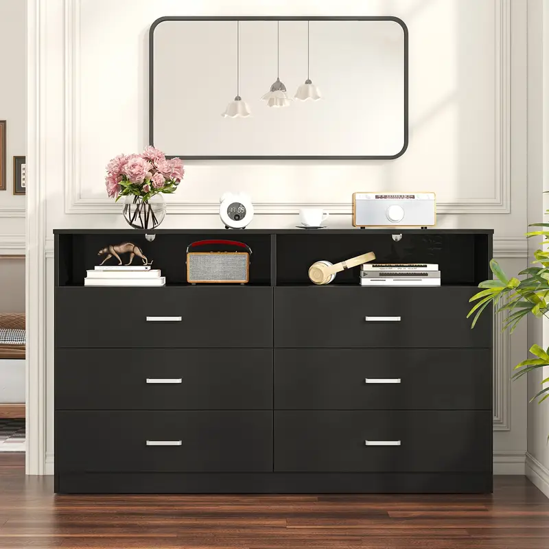 dresser bedroom 6 drawers wooden dresser open - Temu dresser bedroom 6 drawers wooden dresser open - Temu