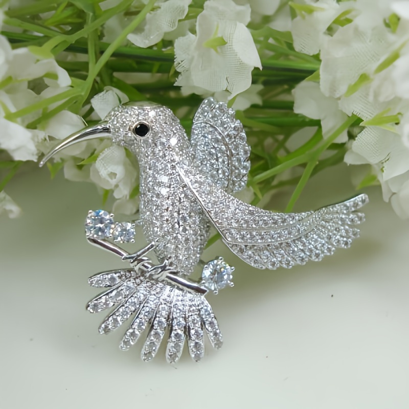 

Fashion Shiny Zirconia Hummingbird Brooch Women's Exquisite Elegant Romantic Brooch Dress Pin Jewelry Gift