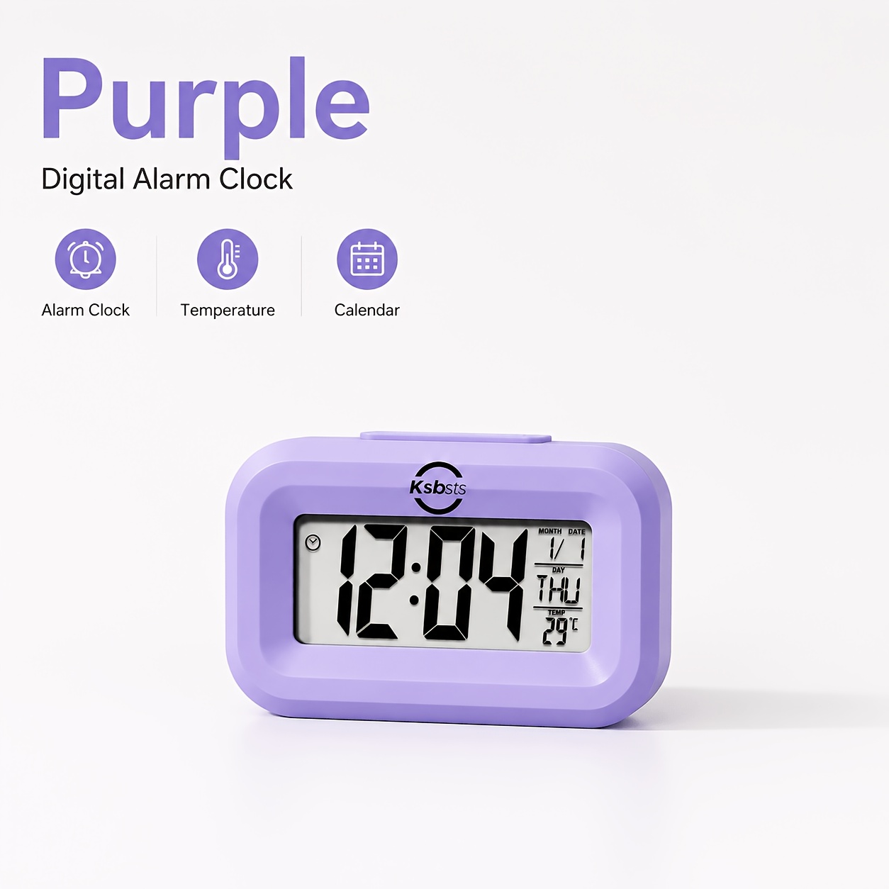 Reloj con Temperatura y , Reloj de Escritorio LCD para Dormitorio, Escritorio de Estudio, Oficina y Hogar, Batería No Incluida
