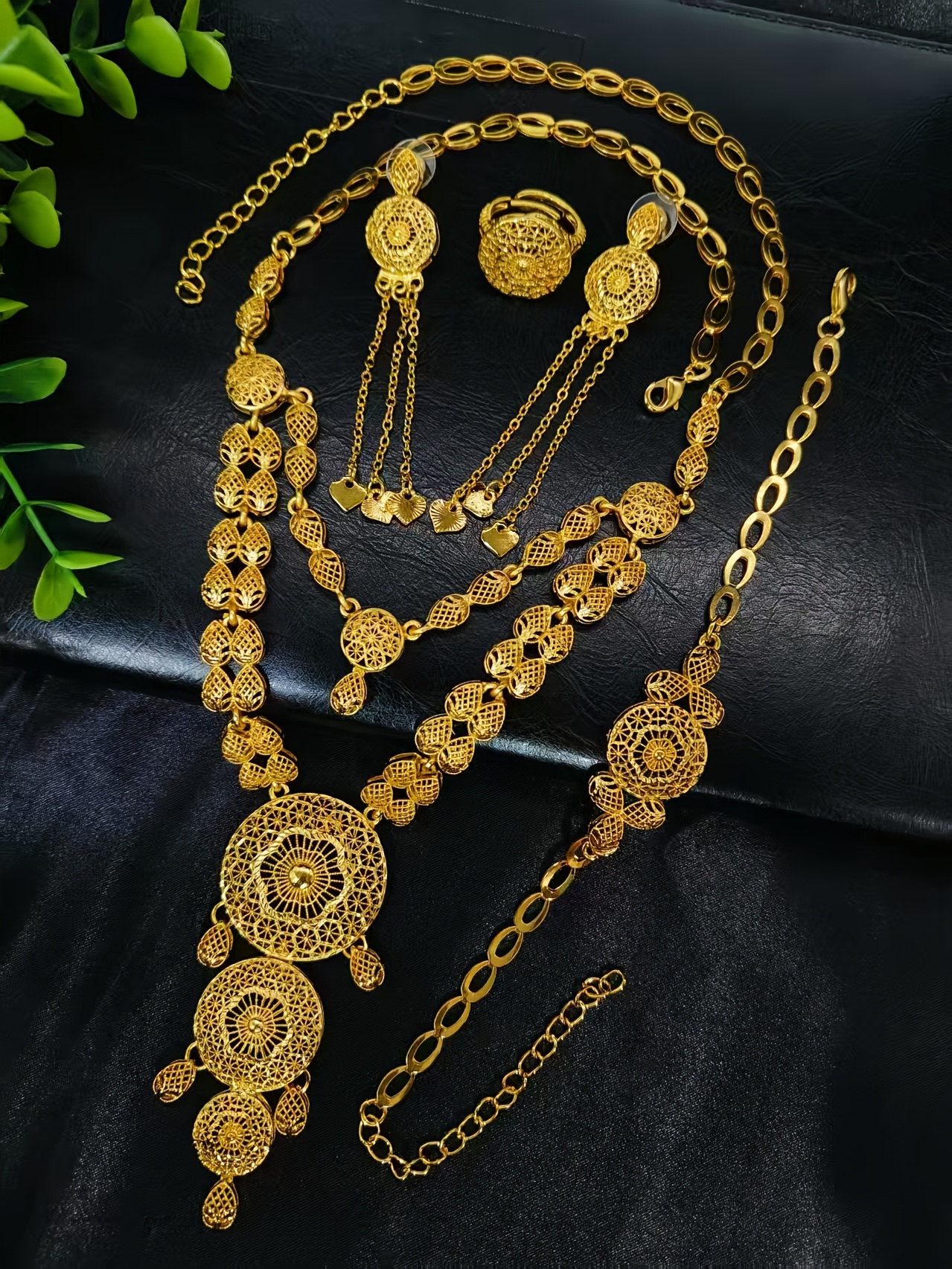 1 set fashionable womens golden necklace tassel earrings - Temu Oman