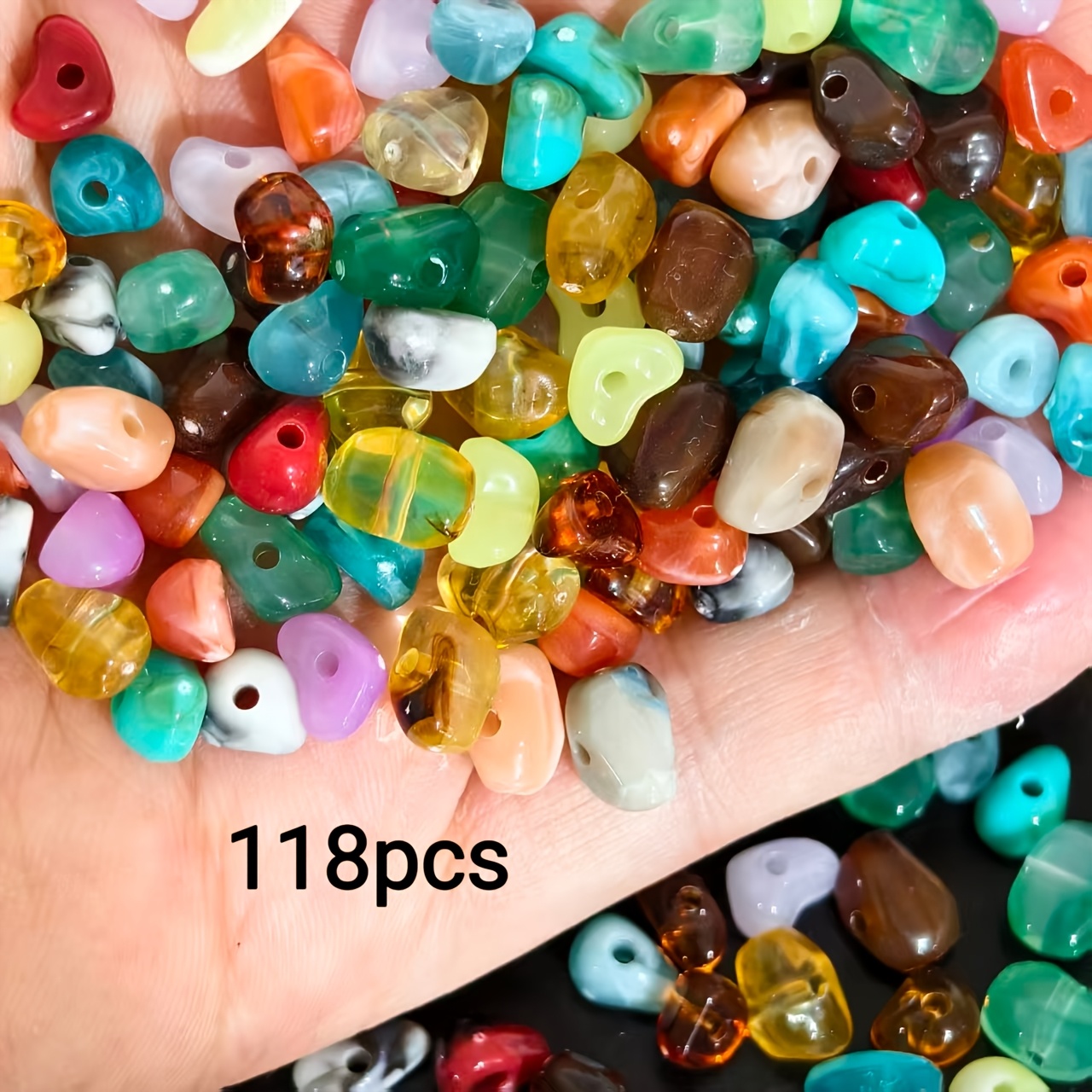 TEMU 15 Colori Misti 118pz Perline Acriliche da 5-8Mm, Perline Distanziatrici Irregolari Crepate, per di Gioielli, Adatte per Collane e Decorazioni