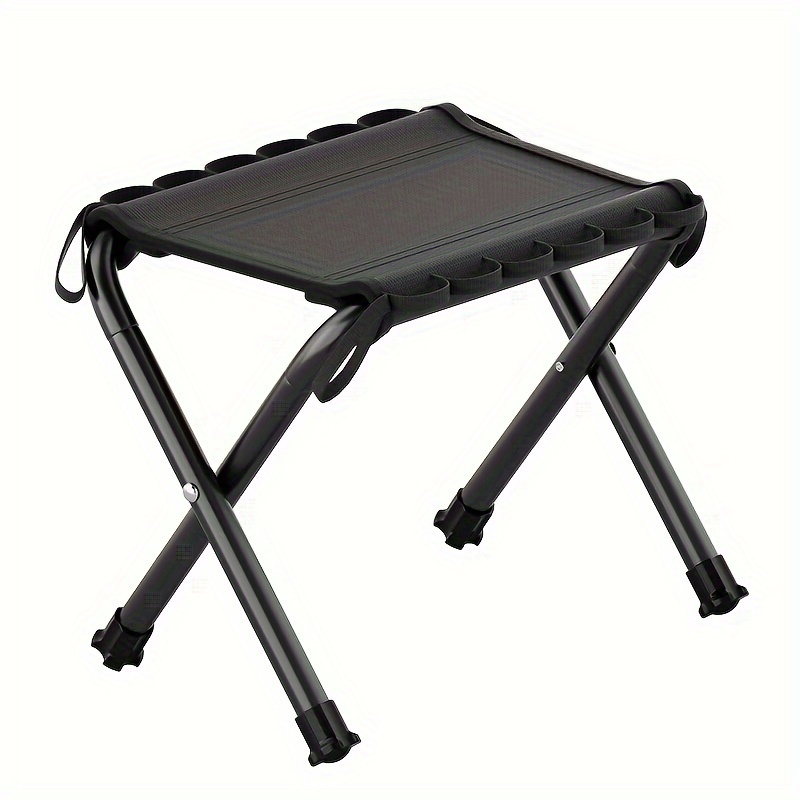 

Lightweight Portable Folding Stool - Supports Up To 286 Lbs, Aluminum Frame, Black Mesh Seat For Outdoor Camping, Fishing, Picnics & Hiking