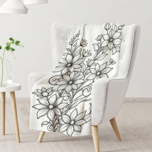 1pc nap blanket bedding for bed coloring flannel nap blanket elegant line art blanket soft and lightweight decorative throw suitable for sofa office bed camping universal home decor gift