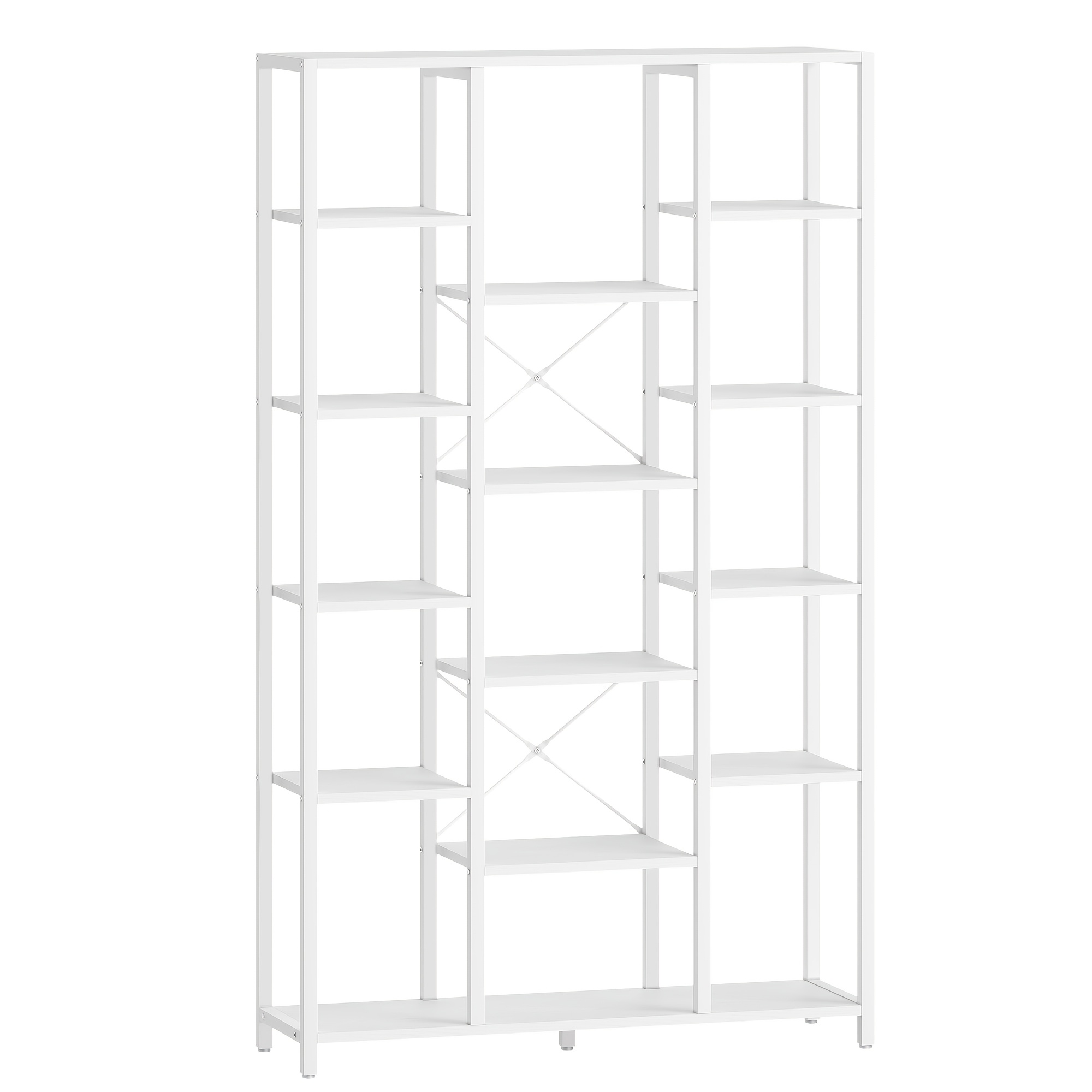 Bookshelf, Standing Shelf With 6 Levels And 15 Shelves, Adjustable Open Shelves, For Living Room, Office, Bedroom, 30 X 100 X 170cm, White