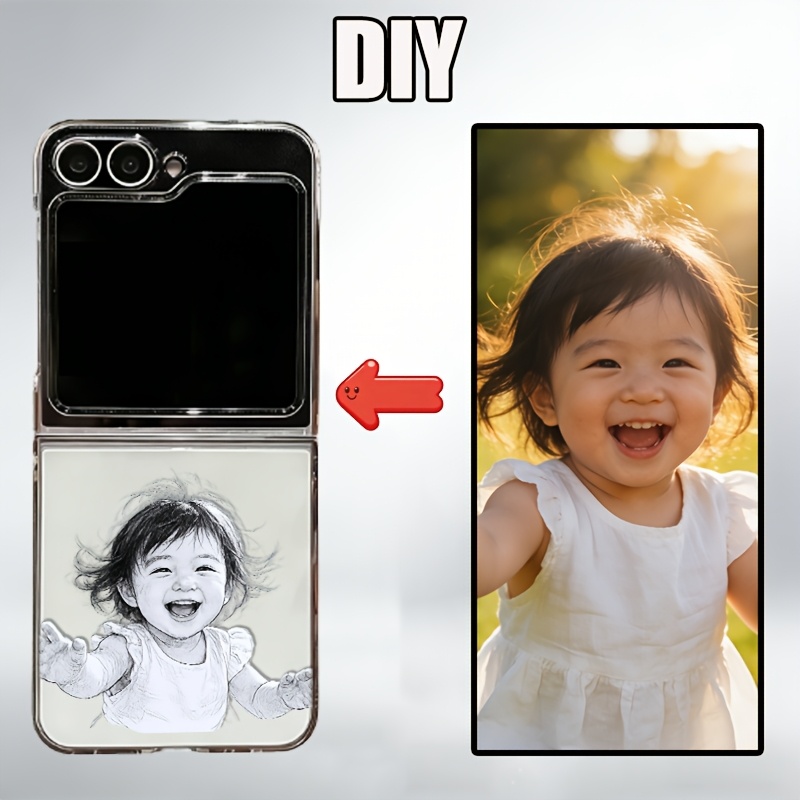 TEMU para teléfono: Compatible con for Z /Flip6/W23/Flip4/Flip3/Flip. transparente. Personalización DIY. Envíanos la imagen que quieras usar como