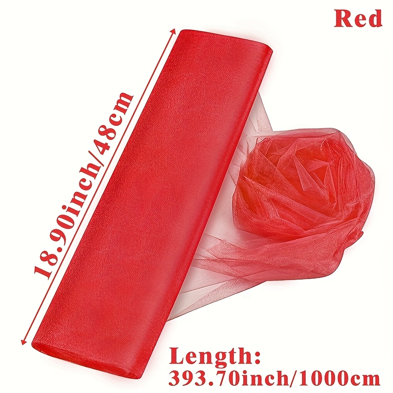E-shop 1 Stück, Leuchtend roter Tüllstoff-Rolle, Transparente Stoff-Hintergrundvorhänge, Hochzeits-Kristall-Organza-Stoff, Hochzeits-
