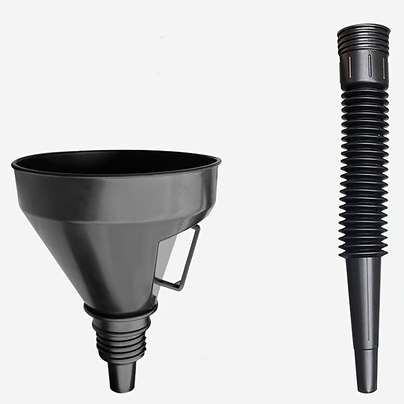 TEMU Heavy-duty Large Fuel Funnel With Filter Net - Fit For Cars & Motorcycles, Ideal For Oil, & Water, Leak-proof, Retractable Design