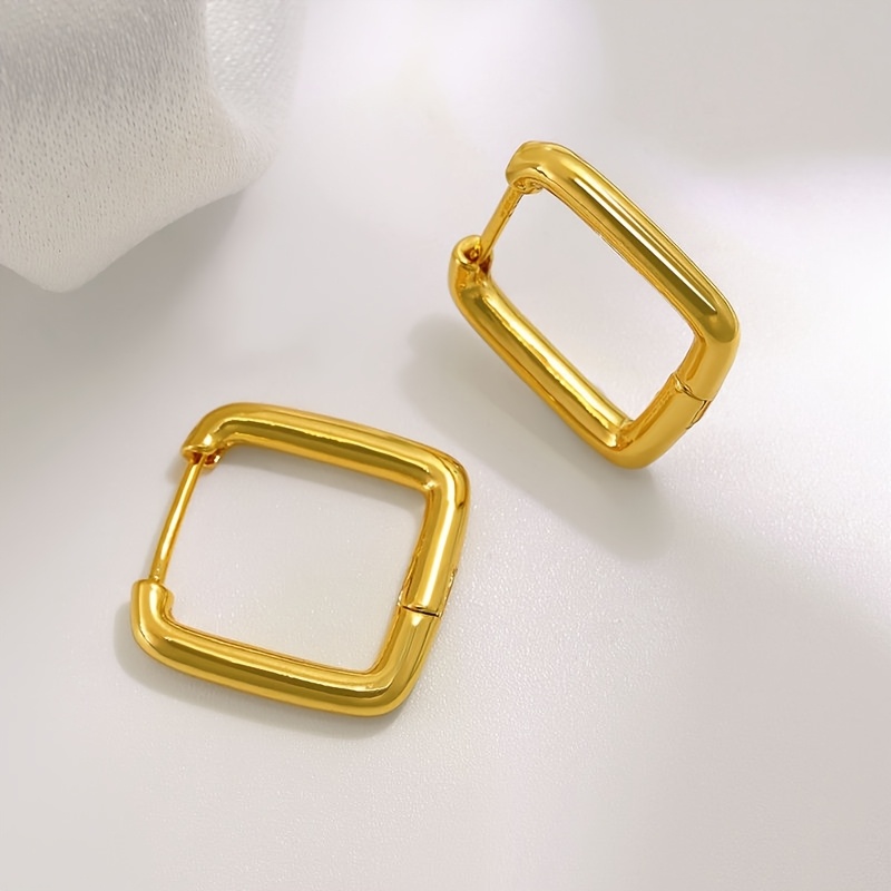 Women's Square Stainless Steel Earrings, Elegant Aesthetic