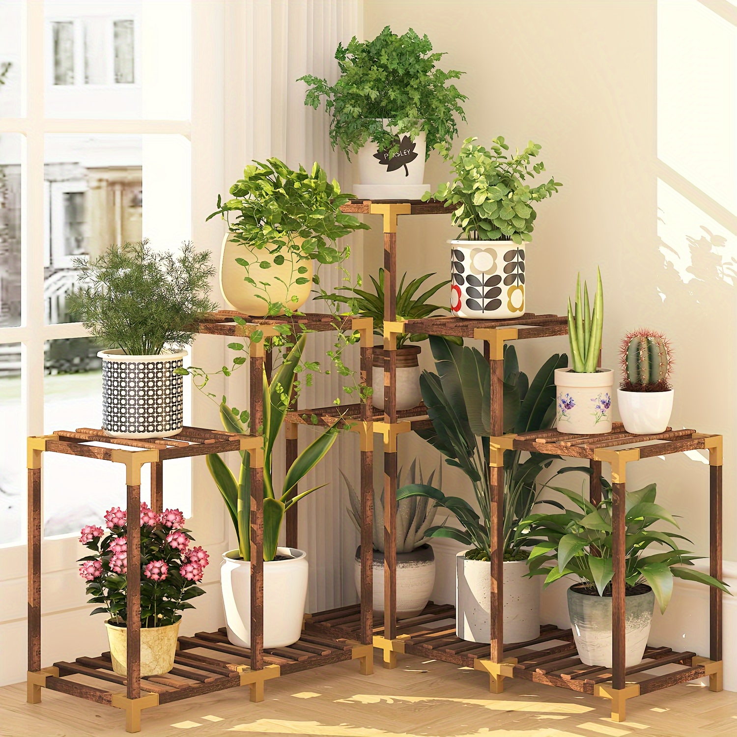 

1pc 12- Stand Of Wood, Can Display Multiple . Stand Is Suitable For And Courtyards, For Decor