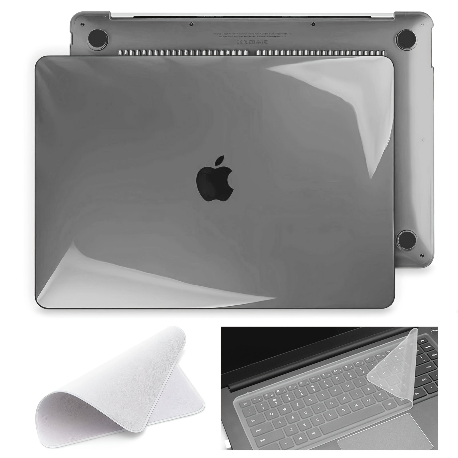 TEMU Ensemble de coque Macbook brillante en cristal, compatible avec Air13 A1932 2018, modèles Air13 A2179/A2337 M1 2019-2020, coque de couleur unie