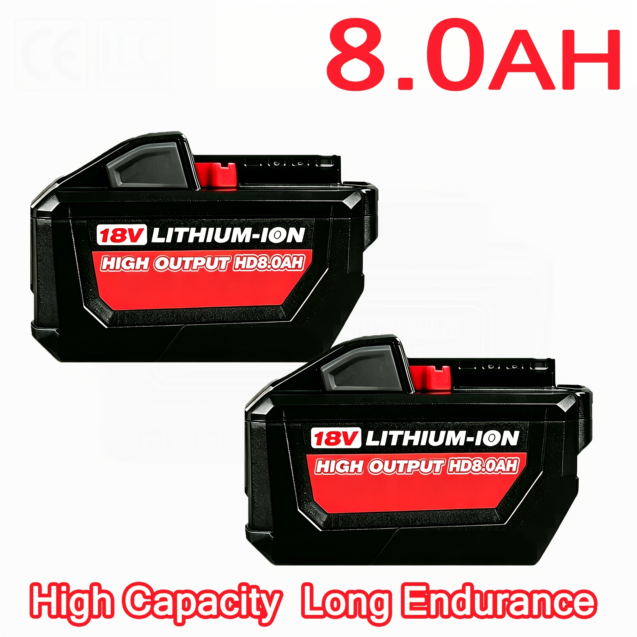 TEMU Lot de 2, batterie de remplacement haute puissance 8.0Ah compatible avec les batteries au lithium 18V 18 Volts 48-11-1810 48-11-1820 48-11-1840