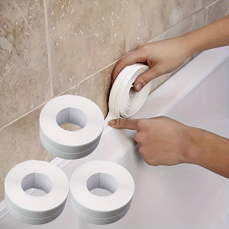 

1/2 Rolls Of Self-adhesive Caulk Strip, Plastic Sealing Tape For Bathroom, Toilet, Kitchen Sink, And Tub - And Strip