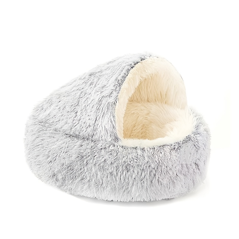 

Valentine's Day Cozy Hooded Donut Pet Bed For Cats And Small Dogs - Plush Material, Non-slip Bottom, Easy To Clean