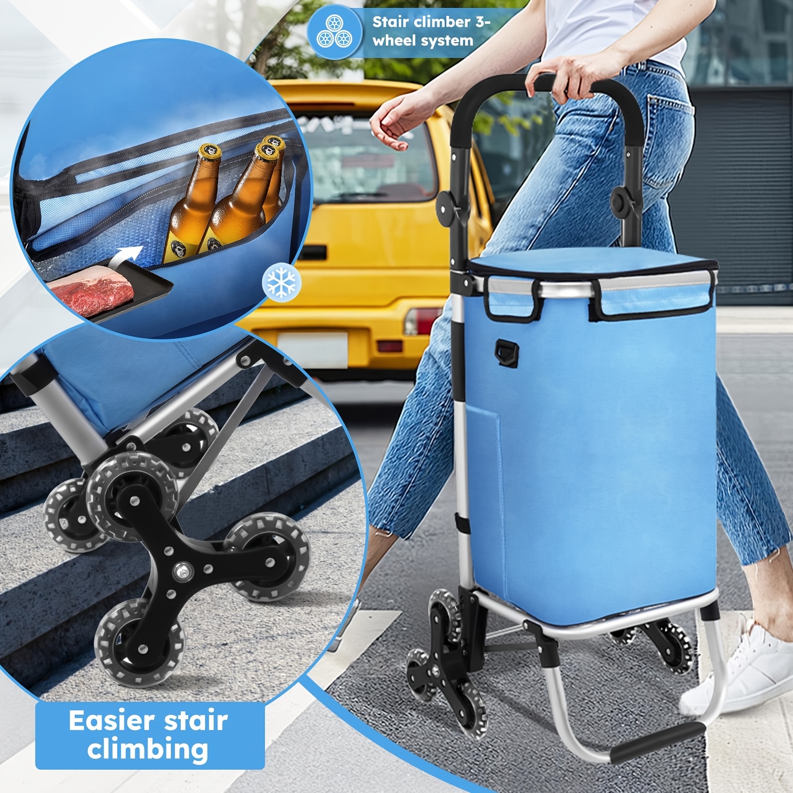 Image of 1pc Shopping Cart, Multifunctional Cart, Lightweight Cart, Foldable, Portable, 56l Capacity, 1680d Oxford Fabric, Frame, Ideal For Everyday Shopping Trips