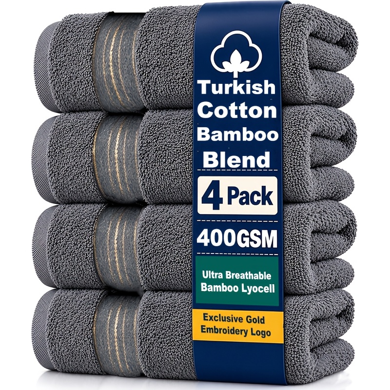 TEMU 4pcs Bath Towels, Cotton Blend, 400gsm Thick, And Water-absorbent, Durable, And No Fading, No Shedding, 70x140cm, Quick Dry Towels, Hotel,