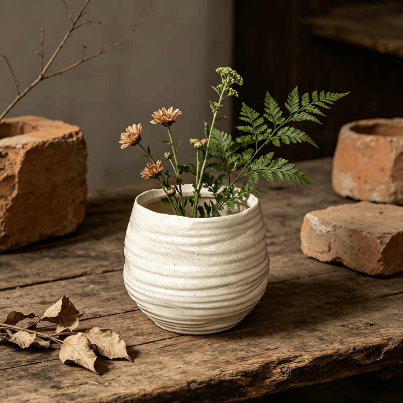 Irregular Pattern Ceramic Flower Pot Ins Style Round Ceramic Pot Green Radish Orchid Flower Indoor Art Decoration Gardening Gift,home Decor
