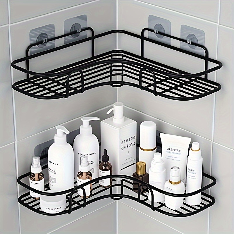 

Easy-install Space-saving Corner Shelf - Sturdy Cast Iron, No Drilling Required, Storage, Triangle Shower Organizer, Bathroom Organizers And Storage