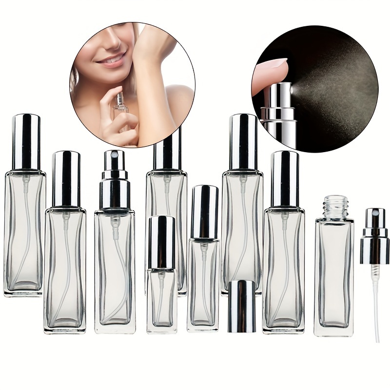 

10pcs 5ml 10ml 20ml Clear Perfume Spray Bottle Empty Square Glass Sprayer Atomizer Travel Cosmetic Bottle Sample Vials Refillable Cosmetic Bottle