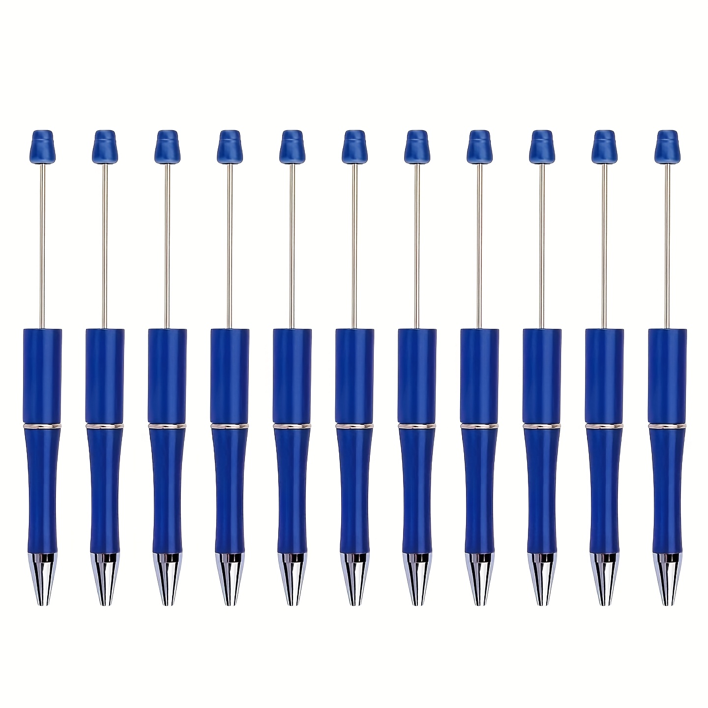 TEMU 11pcs Matte Metallic End Cylinder Pens | Red, Black, Silvery, Blue, Golden - Bead Decoration, Silvery Ring Decoration With Design, Extra Fine