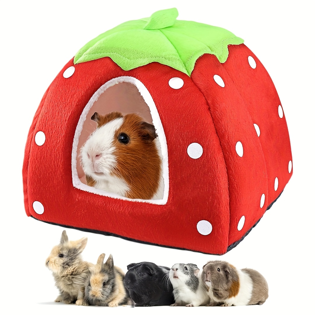 TEMU Small Pet Bed - Winter Warm Washable Polyester Hideout House For , Hamsters, Rabbits & - Cozy Durable Cage Accessory With Cute Animal Shelter, Soft Textured Interior