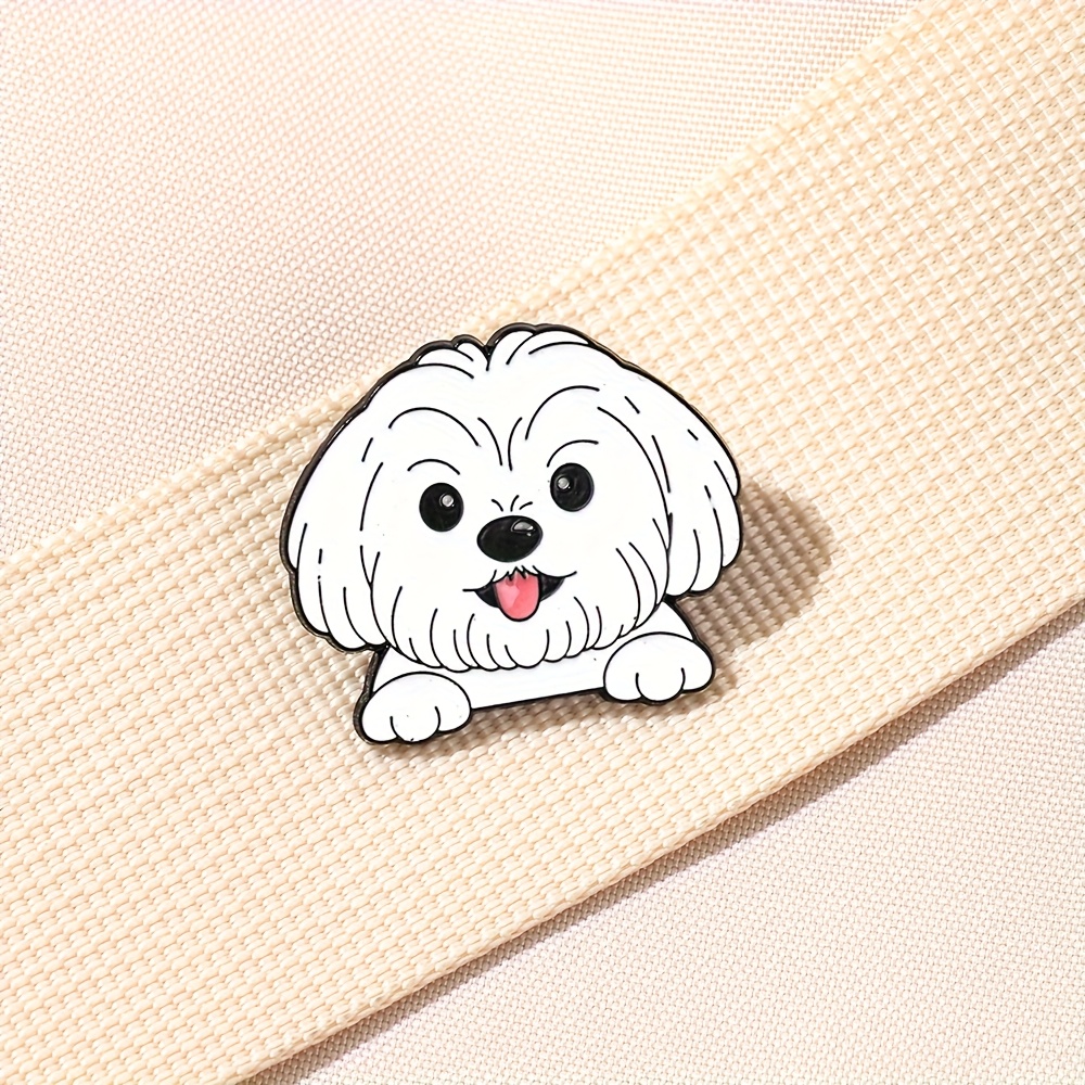 TEMU Broche Émaillée Maltese | Broches Décoratives Chien Ornements Sacoche Badges Bijoux Cadeaux, de avec Boucle Arrière en Silicone