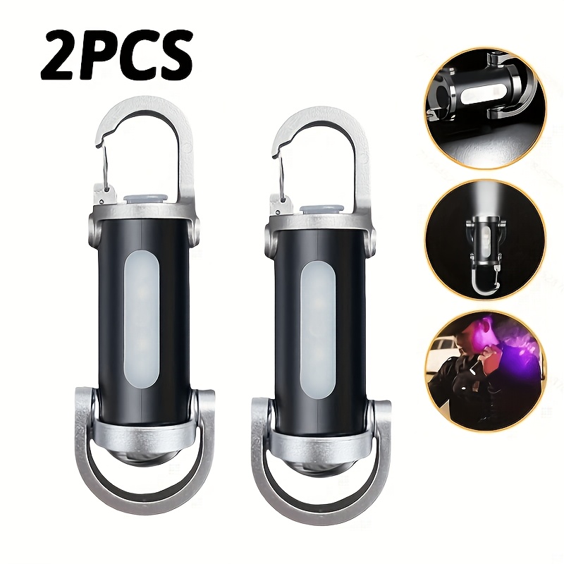 TEMU 2pcs Set Upgraded Mini Portable Rechargeable Flashlight, Led + Cob Side Light, 6-level Lighting , Red/blue Warning Strobe, Type-c Charging,