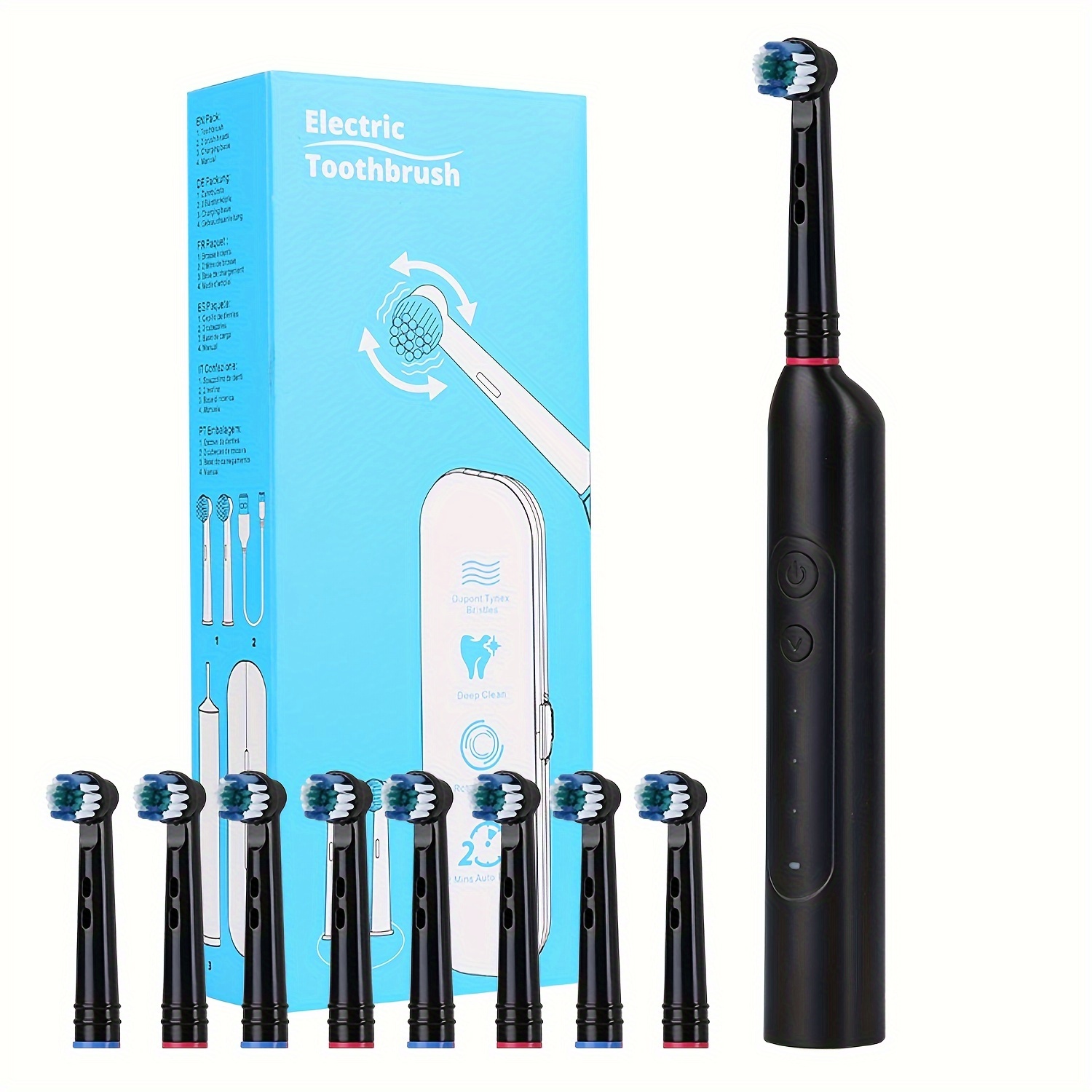 

Orinatola Electric Toothbrush, 8 Brush Heads, 1 Travel Case, 3 Rotating Clean Mode, Usb Type-c Quick Rechargeable, Available For Shower Use