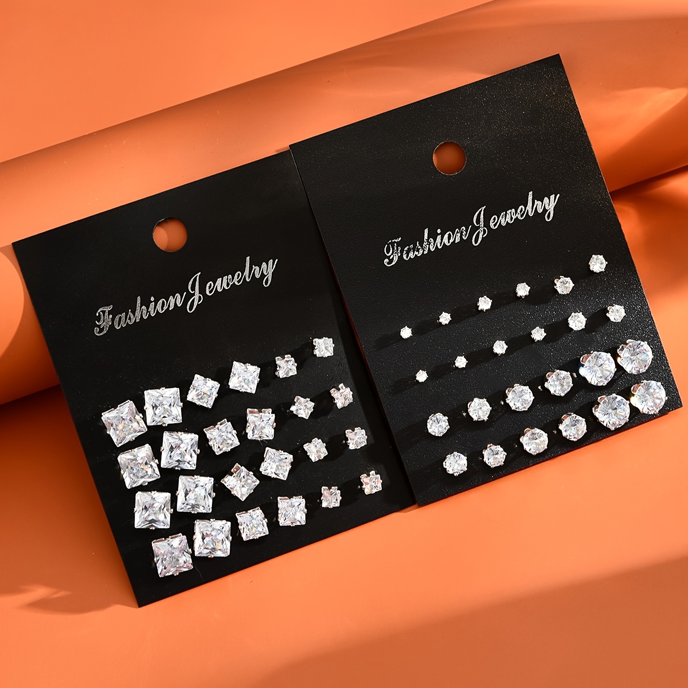 TEMU A Set Of 48pcs Of Stylish And Simple Three-dimensional Square Large Cubic Synthetic Zirconia Stud Earrings. This Is A Unisex Couple's Stud