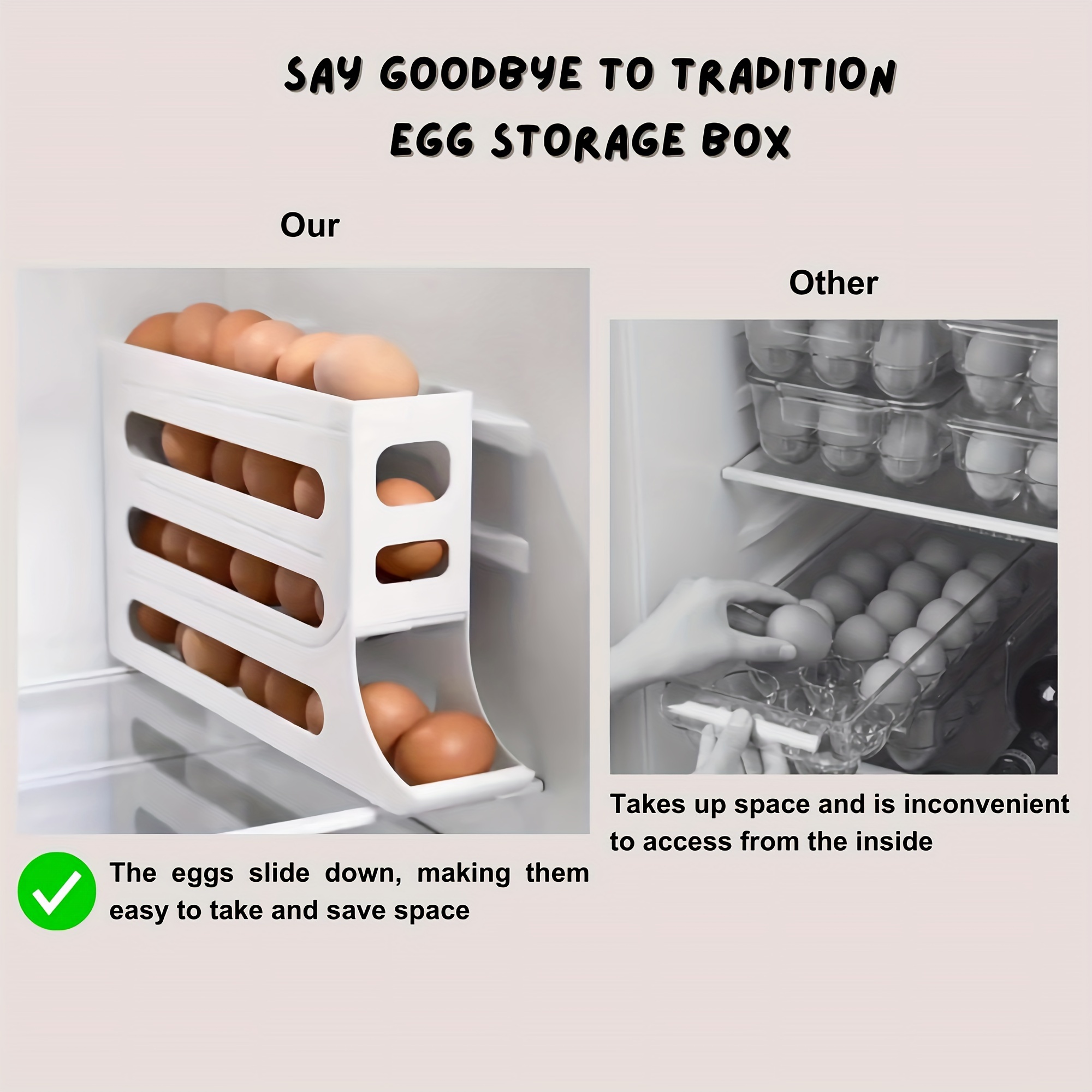Automatic Egg Roll Rack Space-saving Refrigerator Side Door Egg Rack_voghion.com