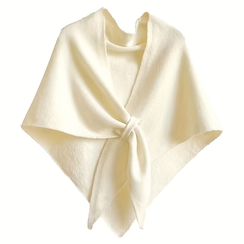 TEMU Solid Color Cross Shawl For Women Versatile Warm Neck Scarf Outerwear Women's Elegant Imitation Cashmere Scarf Shawl – Soft And Warm, Retro