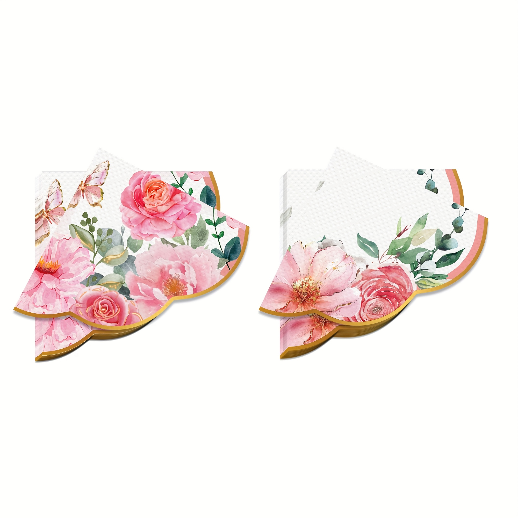 E-shop 20 Stk. Schmetterling-Blumen-Blumenmuster-Papierservietten, 2-lagig, Einweg-Set für Mittag- Abendessen, für Babyparty, Abendessen, Picknick,