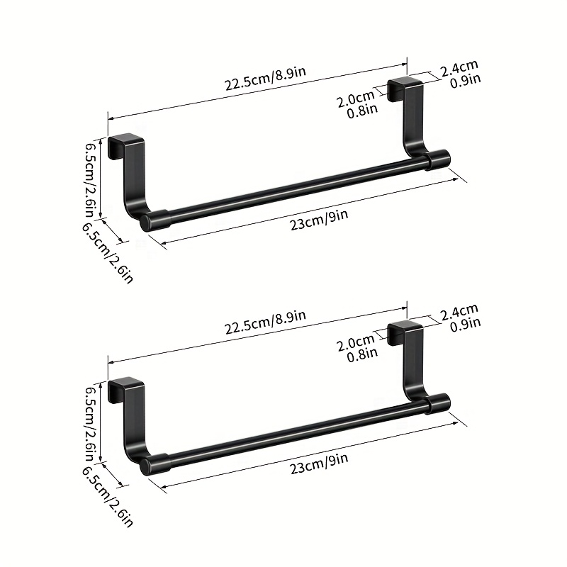 TEMU 2pcs Porte-Serviettes de Cuisine Moderne, Perçage, Barre de Serviettes à Fixer pour Portes d', Idéal pour Ranger les Serviettes, les Chiffons et