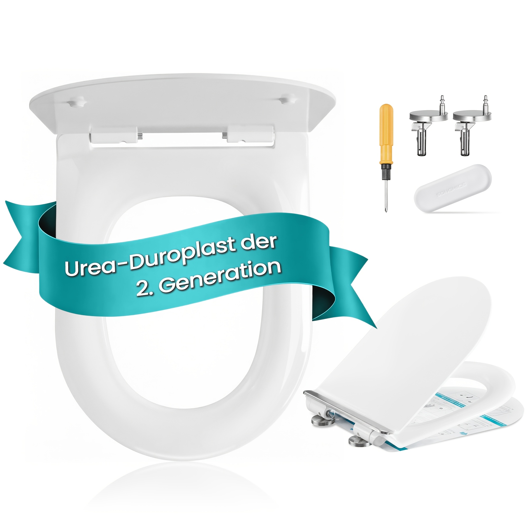 Toilet , Wc Long /o-shape, And Handle, Removable Lid, , Up To 300 Kg, Stable Metal Hinges, Universal Fit For Toilet, Urea-formaldehyde Resin Material