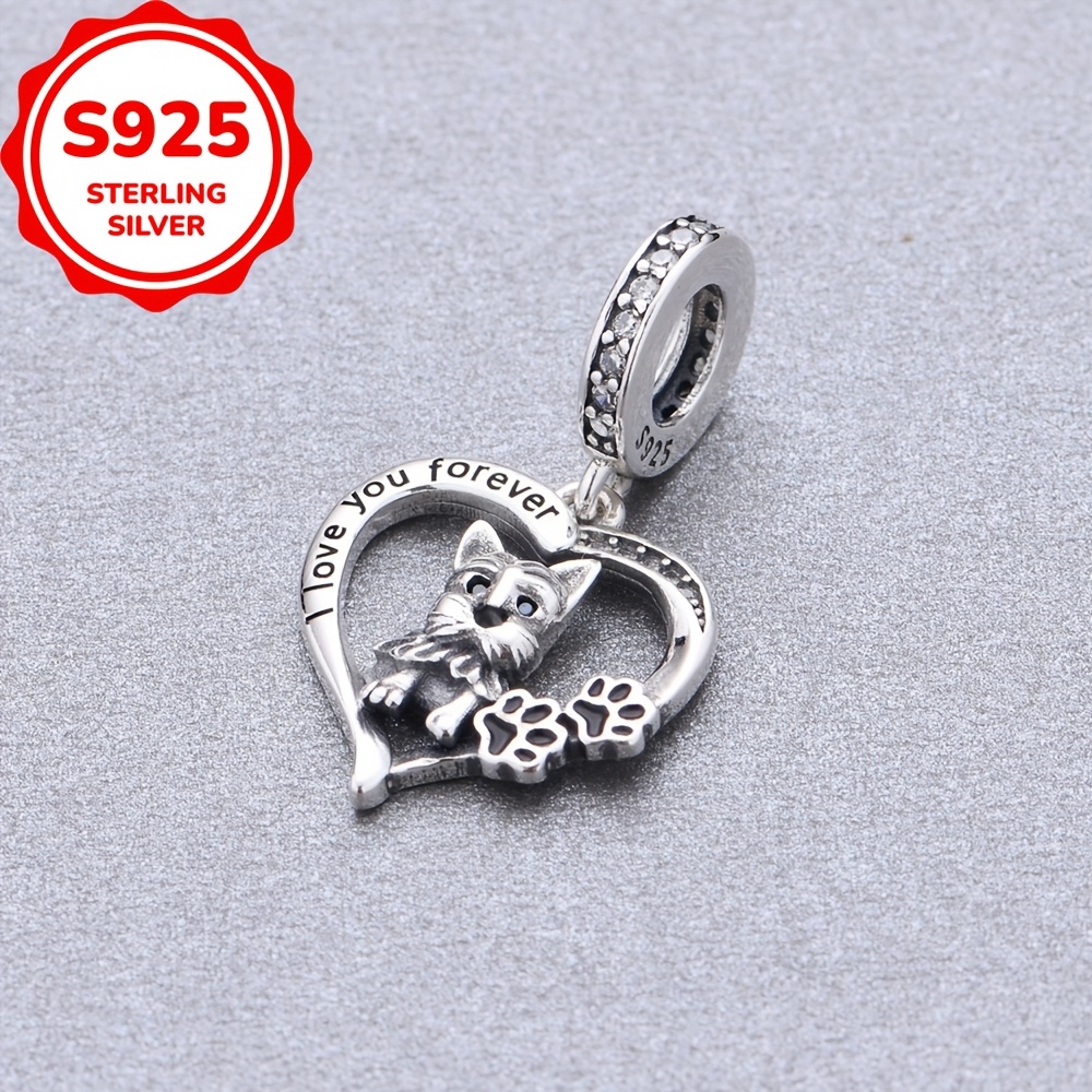 Image of 1pc 925 Heart Shaped Design Bracelet Or Necklace Charms Beads Jewelry Making, For Gifts (2g)
