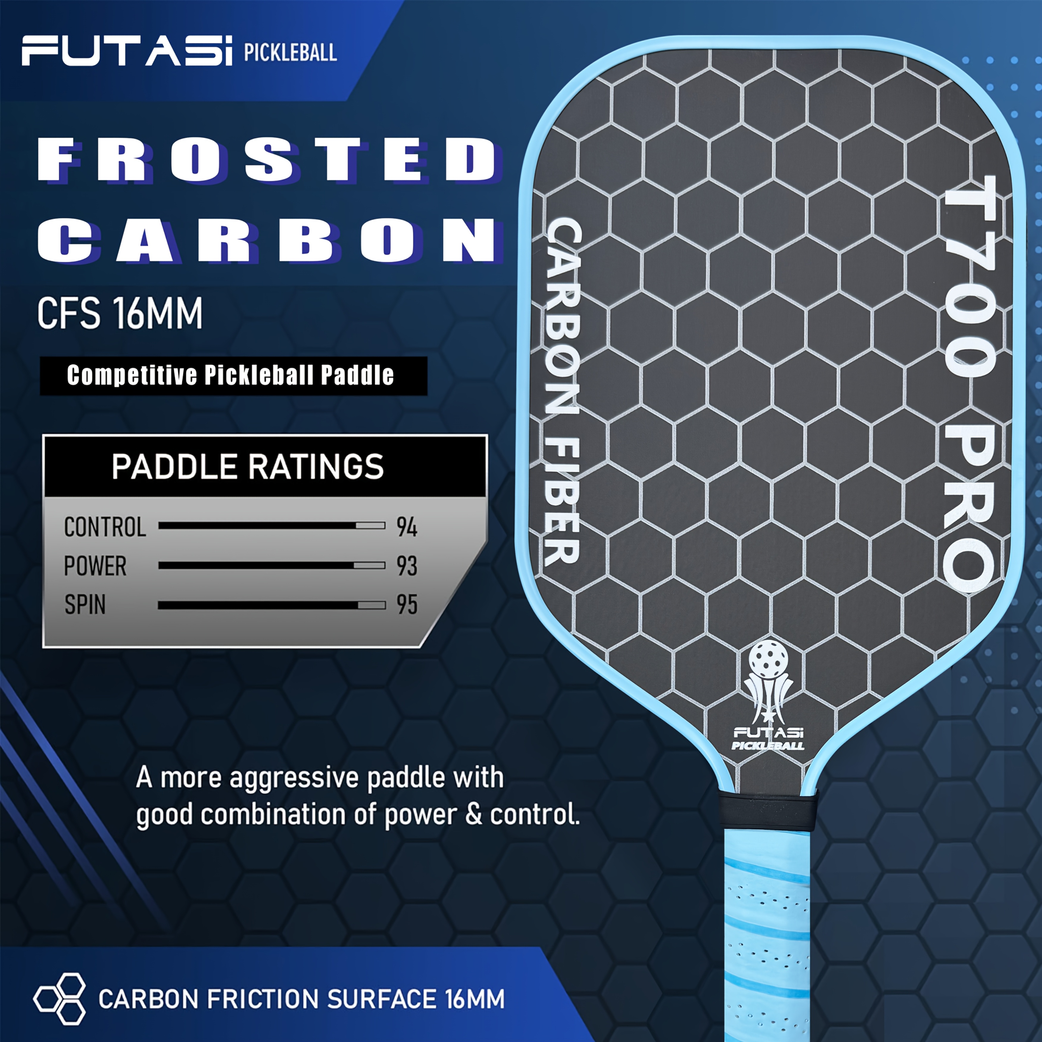 TEMU Competitive Pickleball Paddle, Adopting T700 Surface. This Technology Delivers Maximum Spin And Durability, Making It An Pickleball Paddle With