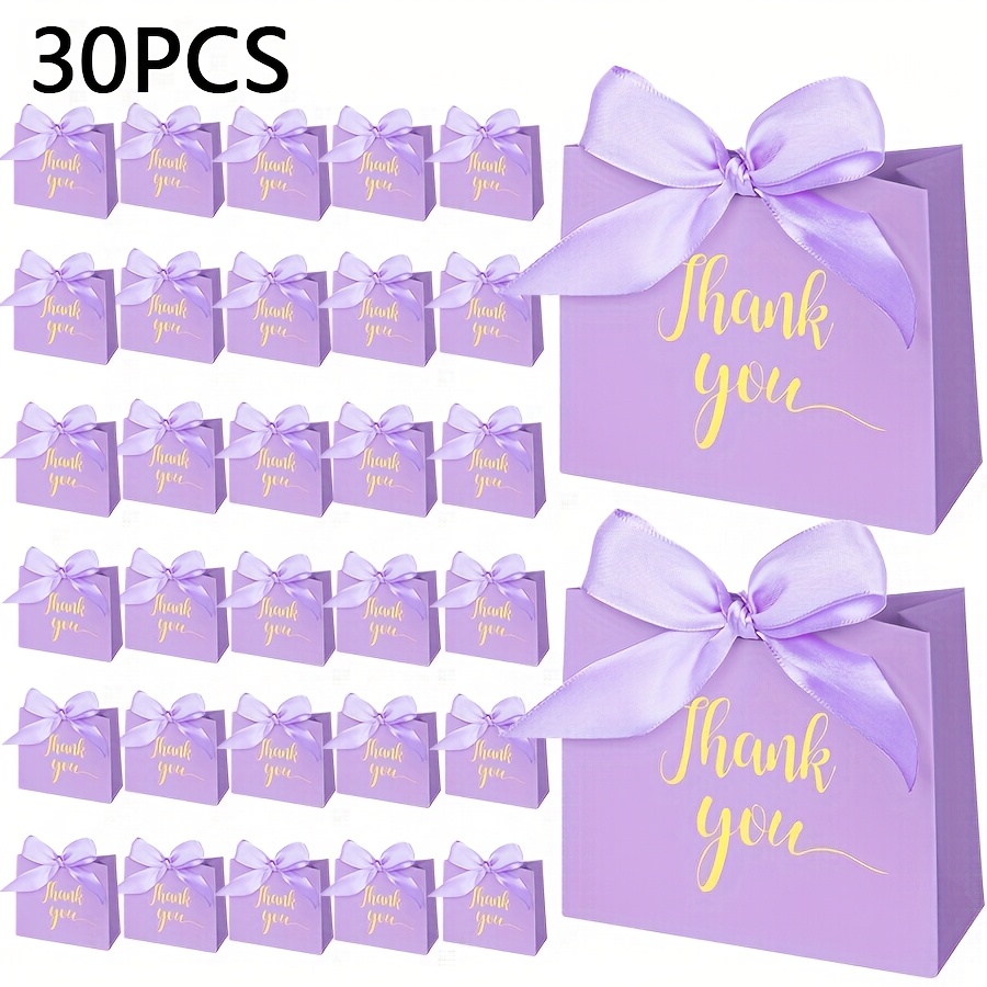 30pcs Thank You Gift Bags With Ribbon - Elegant Paper Treat Bags For Graduation, Weddings & Special Occasions (4.5x3.9x1.8 Inches), Special Occasion Bags | Elegant Gift Bags | Luxury Finish Bags