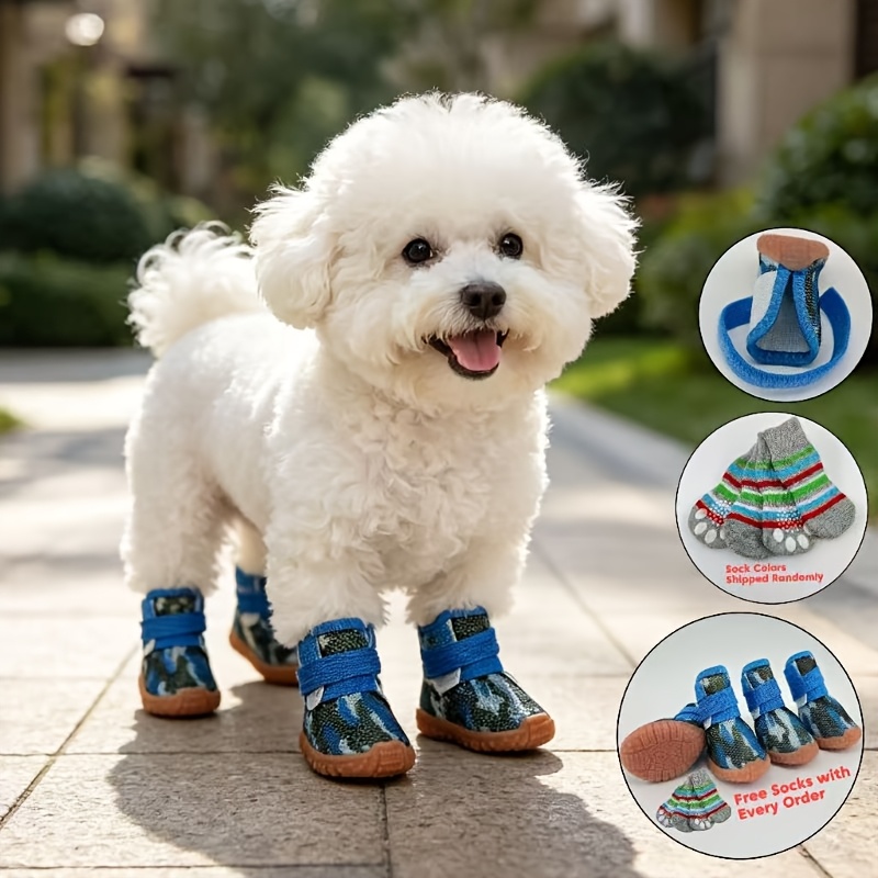 Four-Pack Dog Shoes for Outdoor Walking, Breathable Mesh